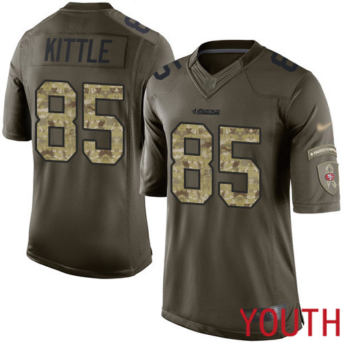 San Francisco 49ers Limited Green Youth George Kittle NFL Jersey #85 Salute to Service